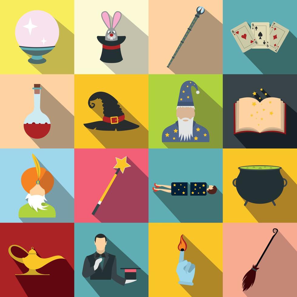 Magic flat icons set vector