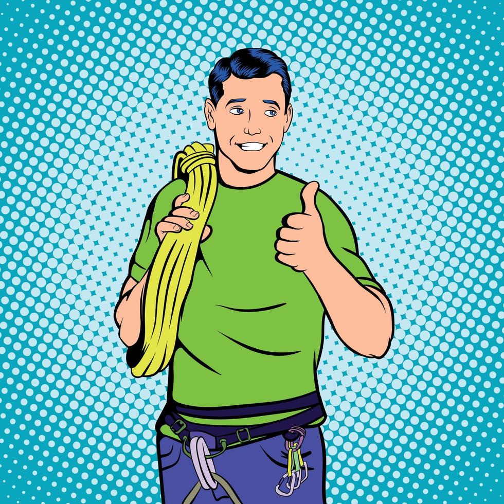 Rock Climber comcept, comics style vector