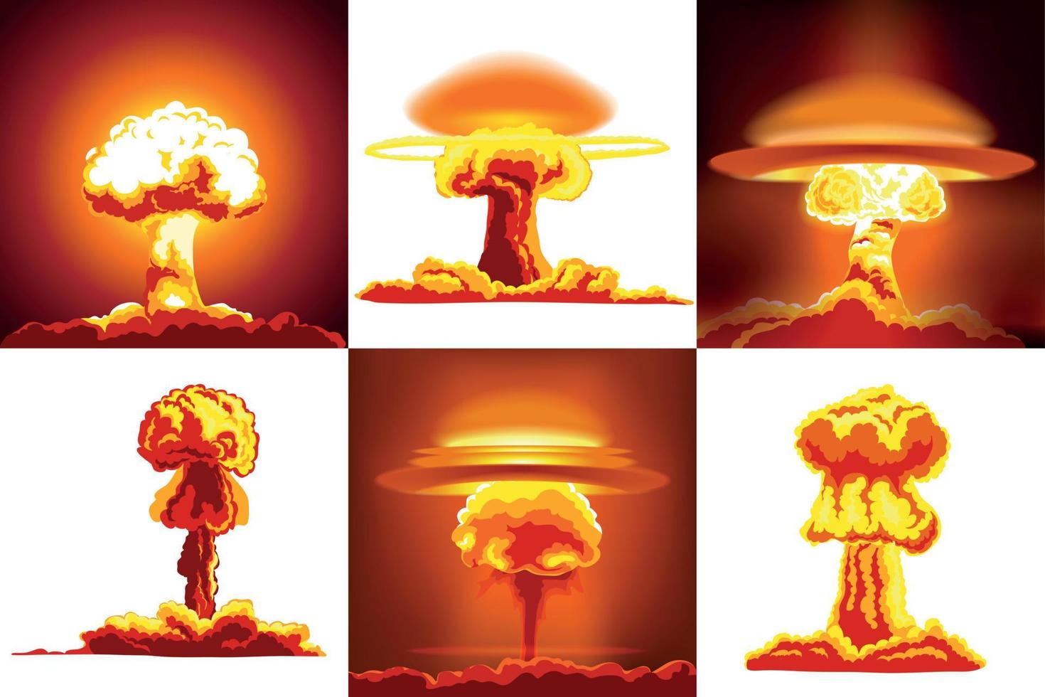 Nuclear explosions set vector
