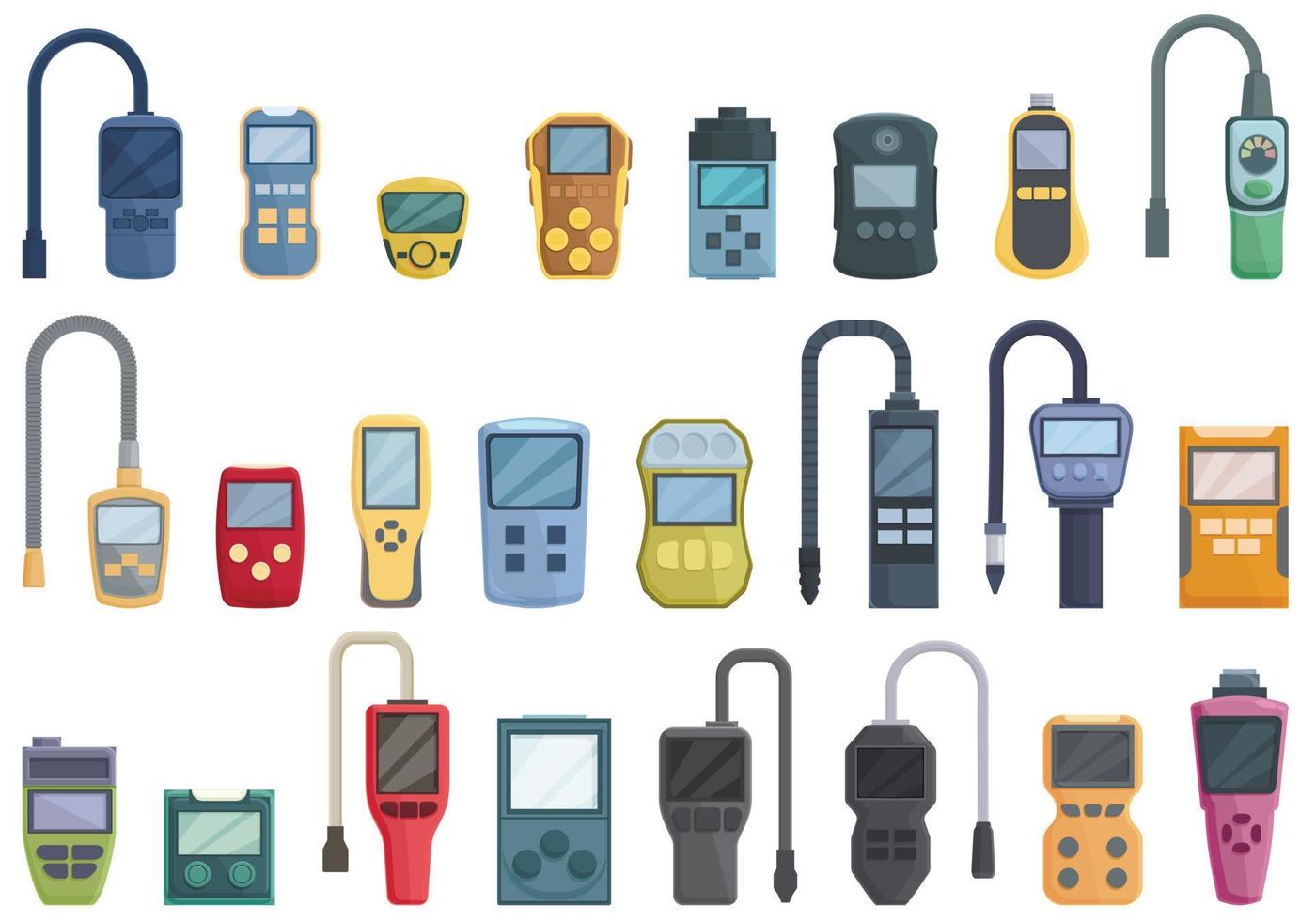 Gas detector icons set cartoon vector. Meter monitor vector