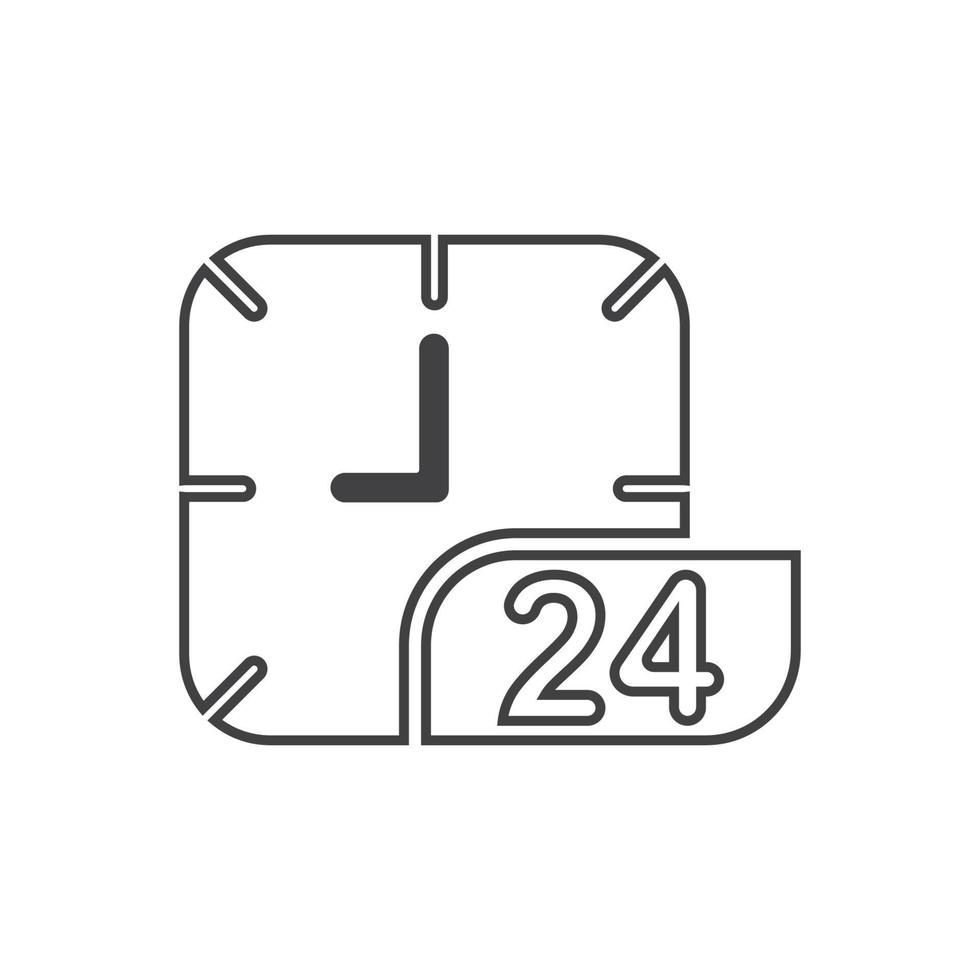 icono de vector de tiempo, plantilla de diseño de ilustración de vector de icono de 24 horas