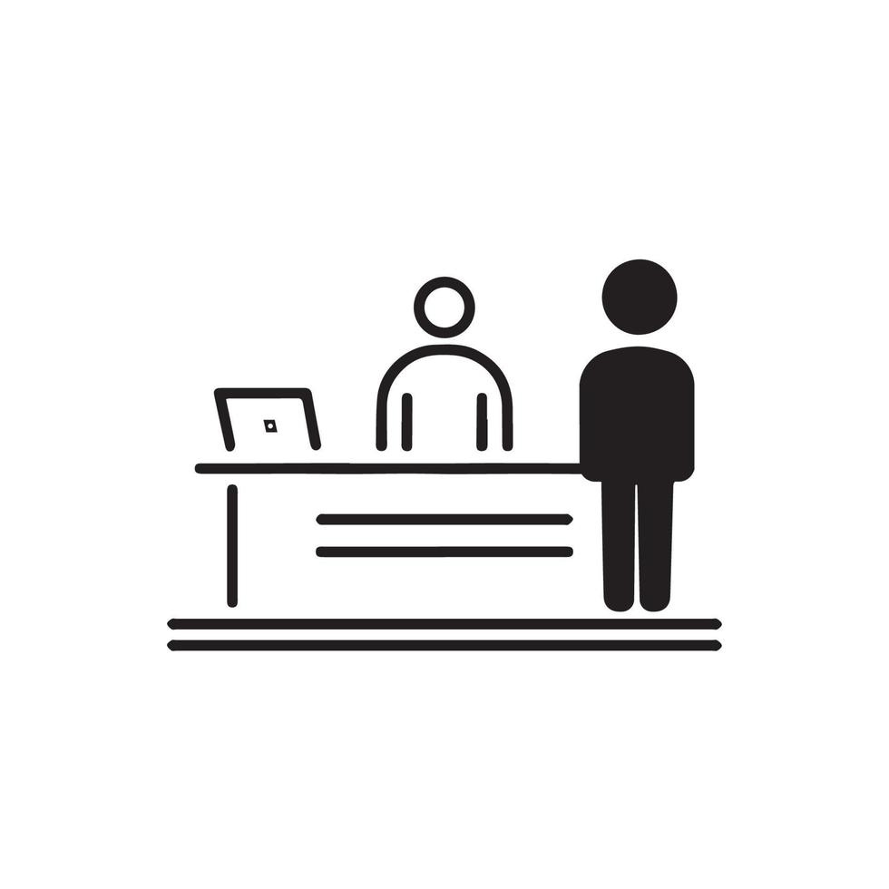 Registration desk vector , Customer service desk icon , Ticket  counter desk simple  illustration design