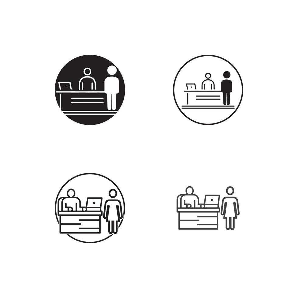 vector de escritorio de registro, icono de escritorio de servicio al cliente, diseño de ilustración simple de escritorio de mostrador de boletos