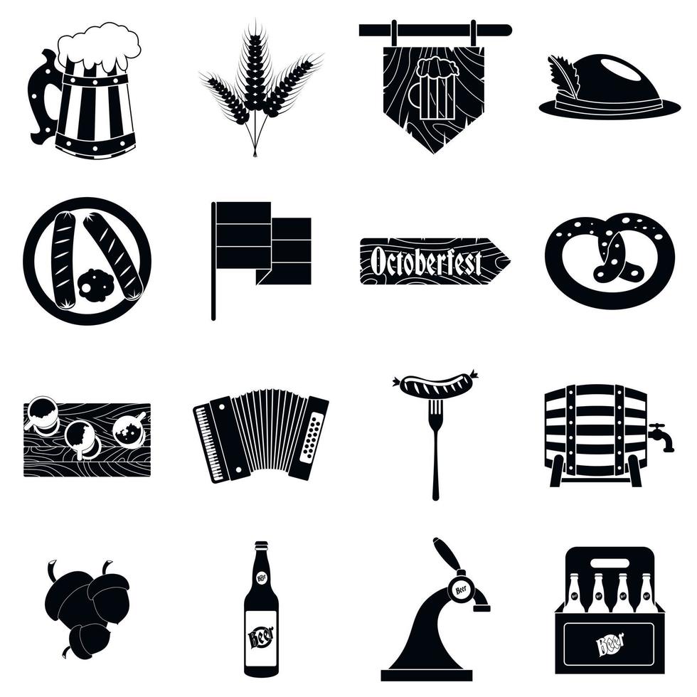 oktoberfest fiesta negro iconos simples vector