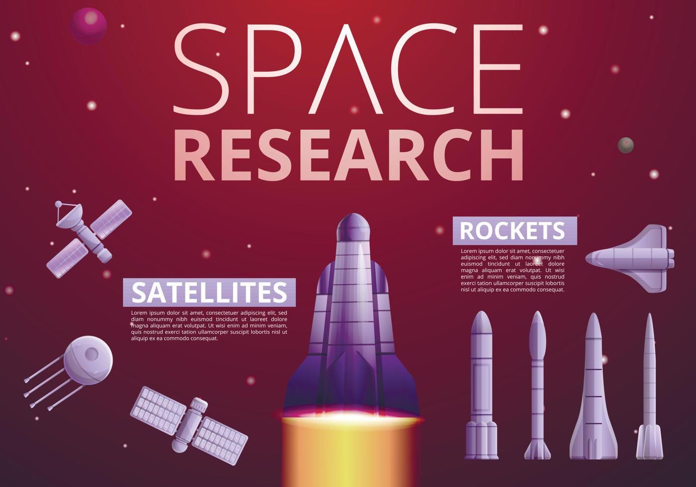 infografía de tecnología de investigación espacial, estilo de dibujos animados vector