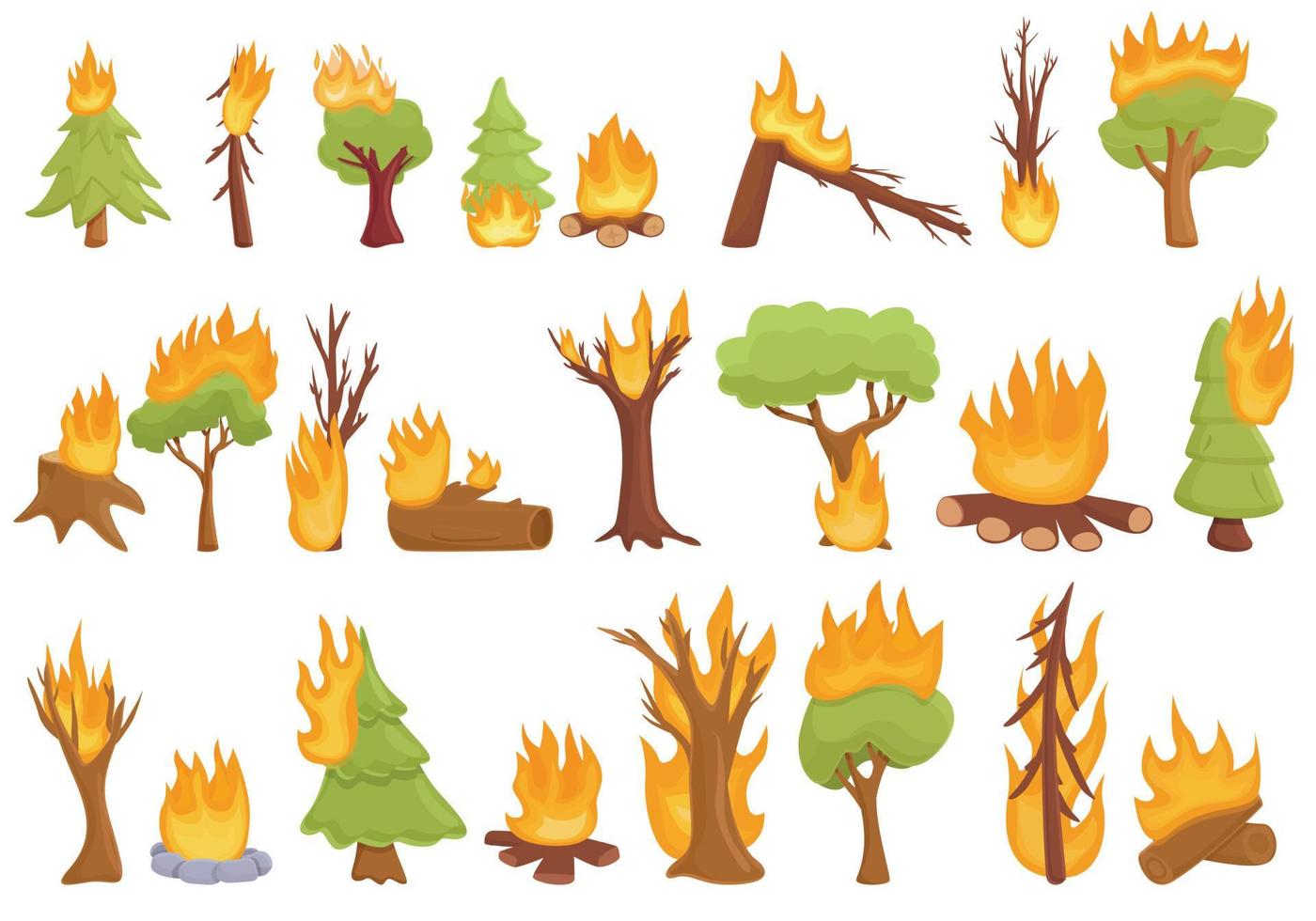 Burning forest icon, cartoon style vector