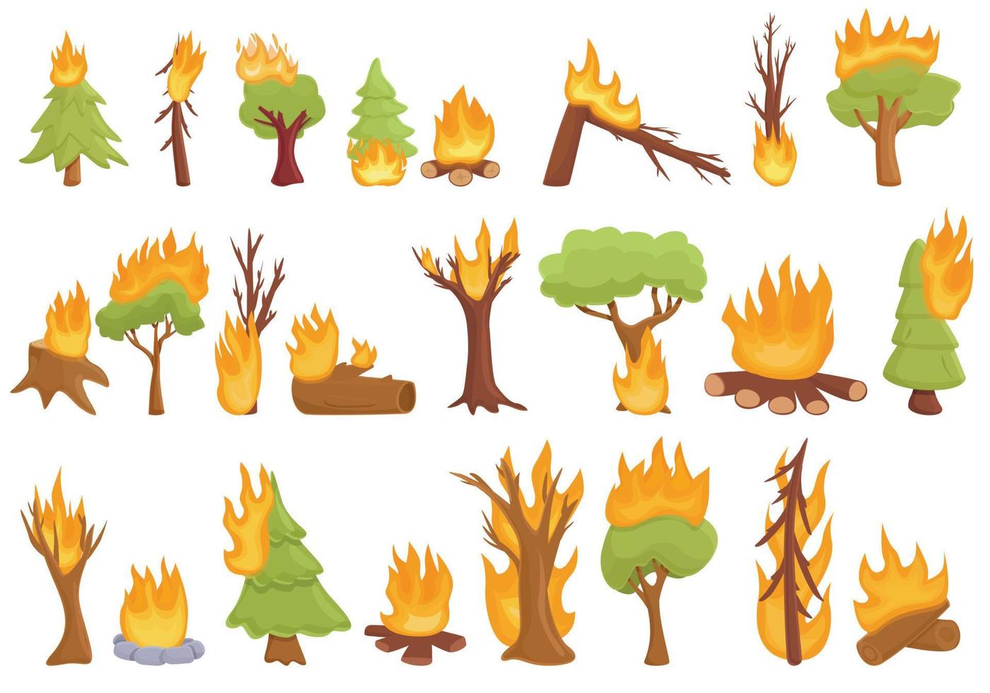 icono de bosque en llamas, estilo de dibujos animados vector