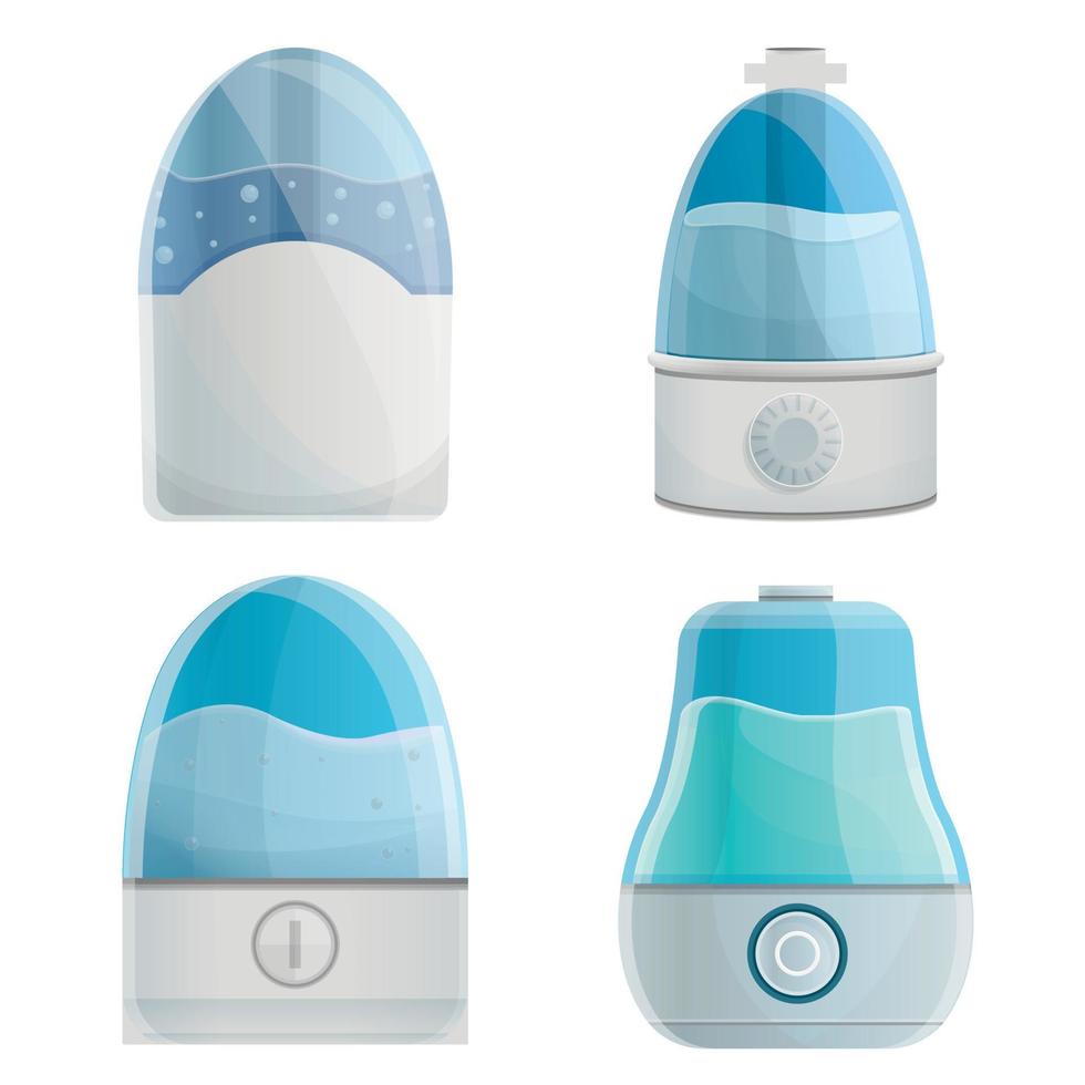 Humidifier icons set, cartoon style vector