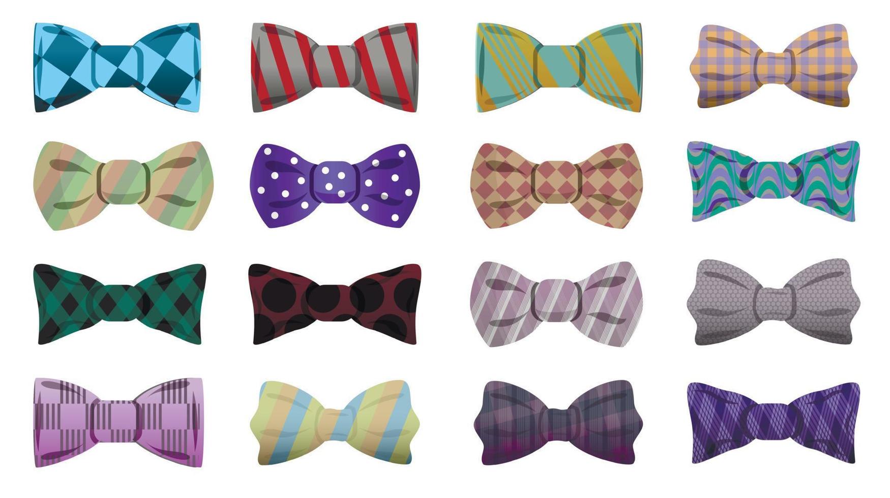 Bowtie icon set, cartoon style vector