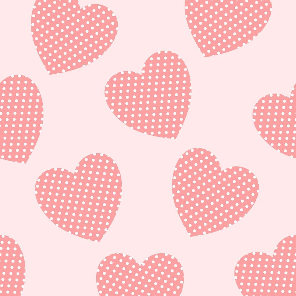 Pink hearts with white polka dots. Use for background images, book covers, fabric patterns, etc. vector