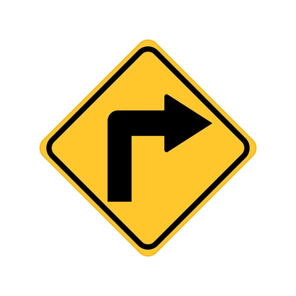 Turn right traffic road sign. vector