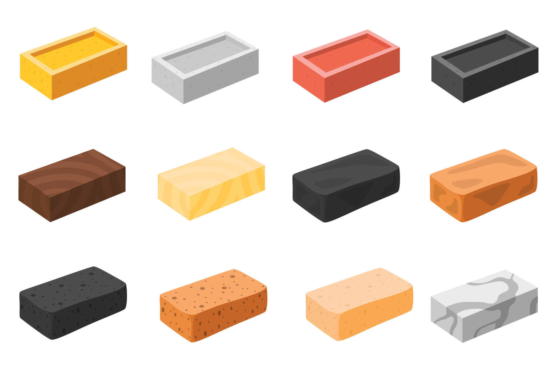 Collection of colorful flat icon vector, materials concept vector