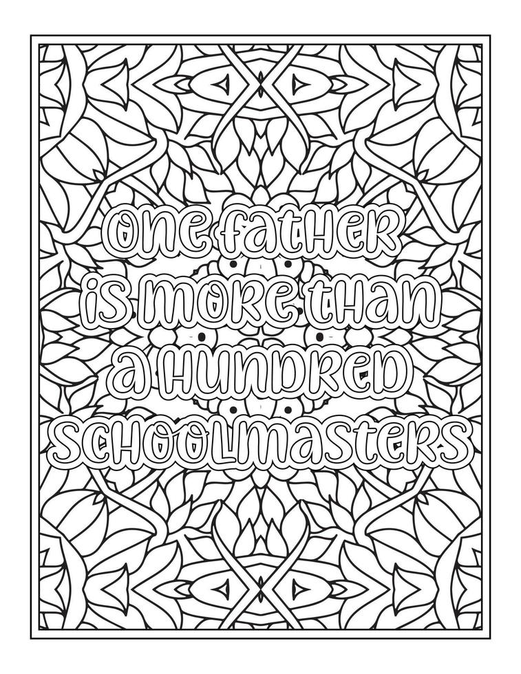 Fathers Day Quotes Coloring Book Page for  Adult vector