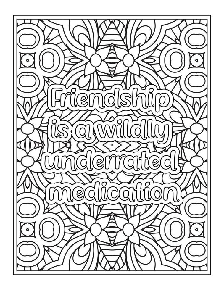 Best Friend Quotes Coloring Book, Quotes coloring Page vector