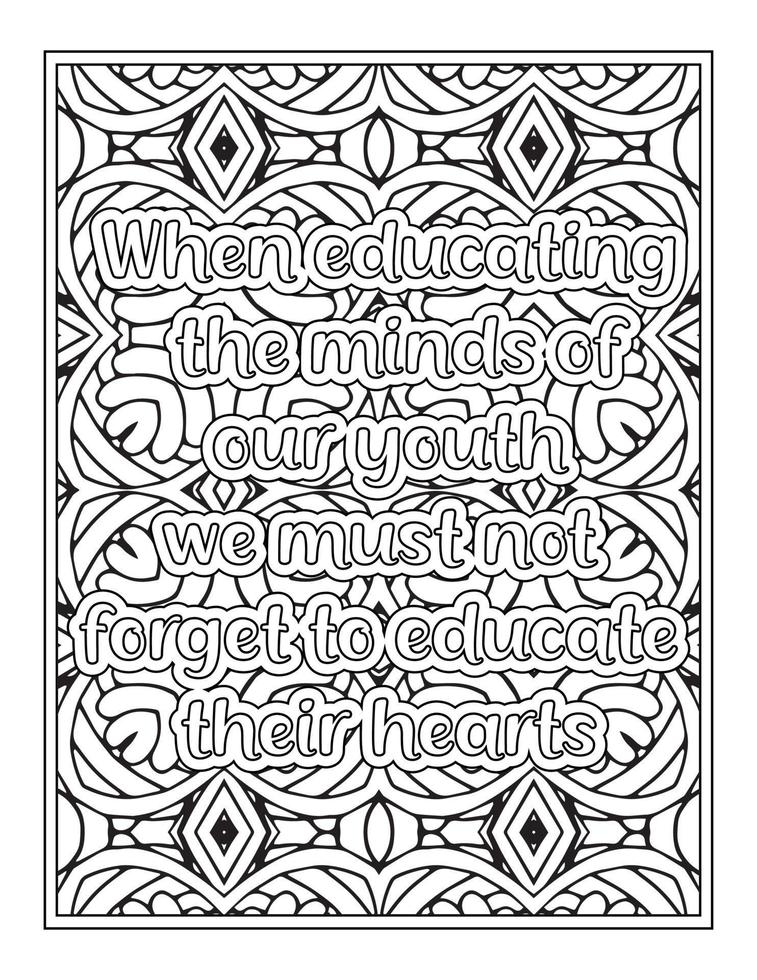 Teacher Quotes Coloring Page book vector