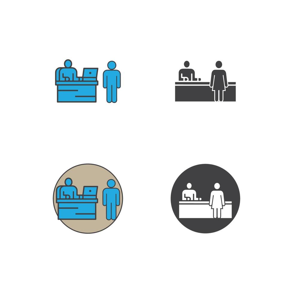 Registration desk vector , Customer service desk icon , Ticket  counter desk simple  illustration design