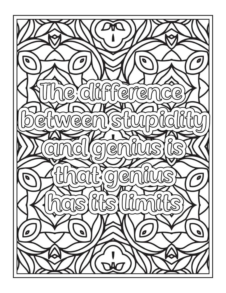 Funny Quotes Coloring Book Page for  Adult vector