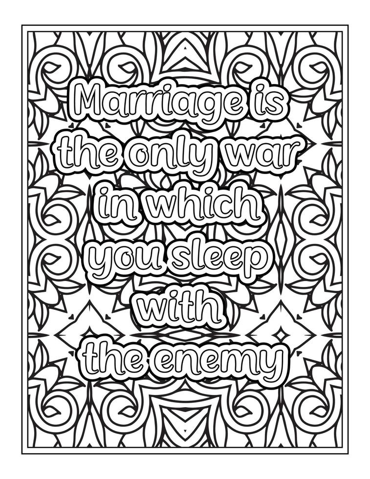 Funny Quotes Coloring Book Page for  Adult vector