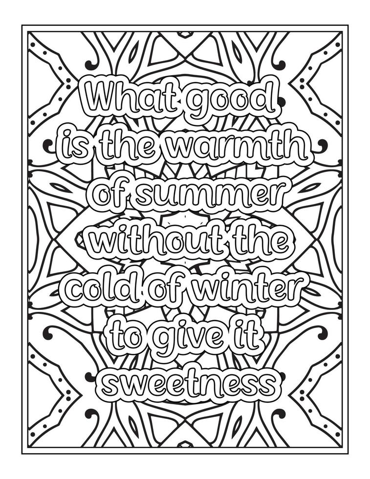 Winter Quotes coloring book vector