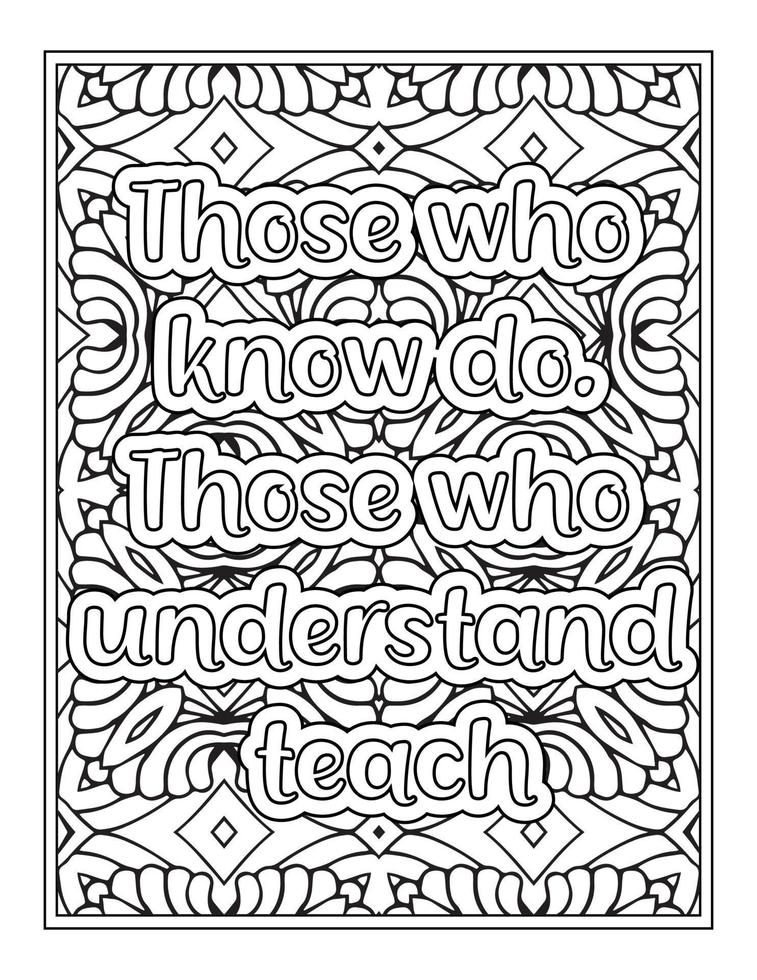 Teacher Quotes Coloring Page book vector