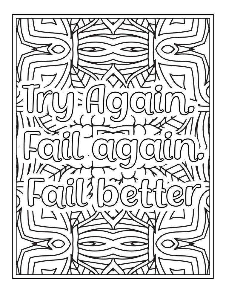 Motivational Quotes Coloring Book Pages vector