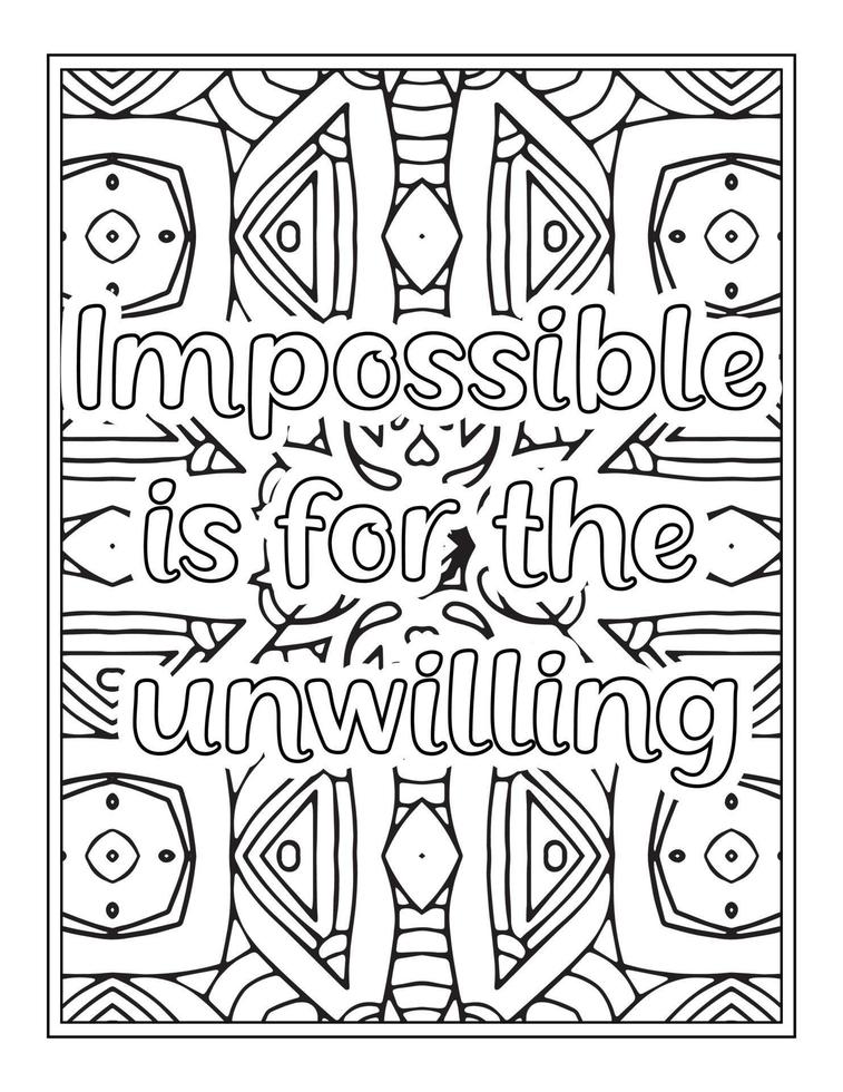 Motivational Quotes Coloring Book Pages vector