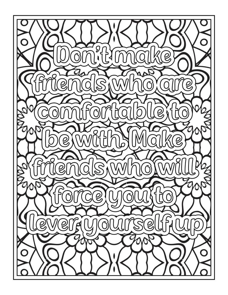 Best Friend Quotes Coloring Book, Quotes coloring Page vector