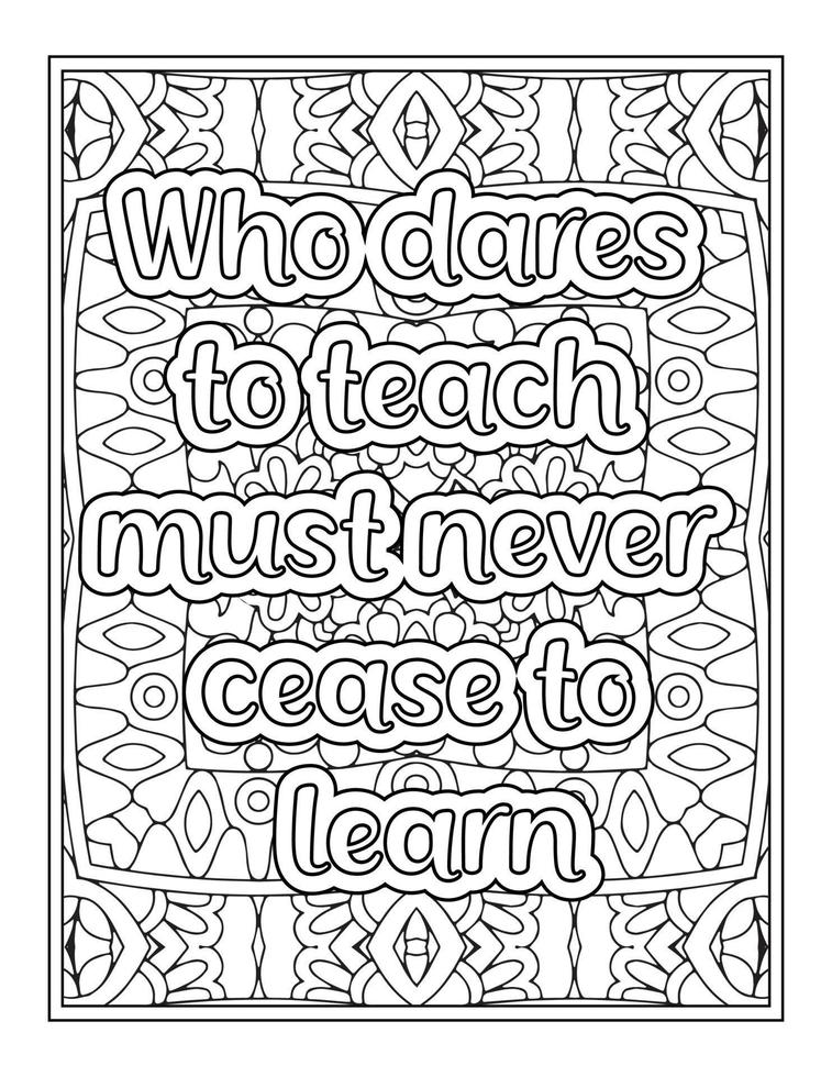 Teacher Quotes Coloring Page book vector