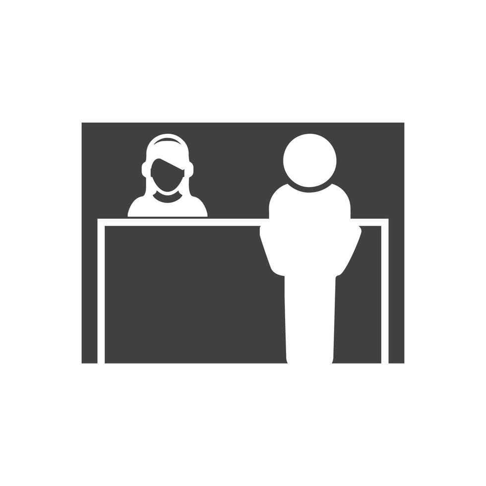 Registration desk vector , Customer service desk icon , Ticket  counter desk simple  illustration design