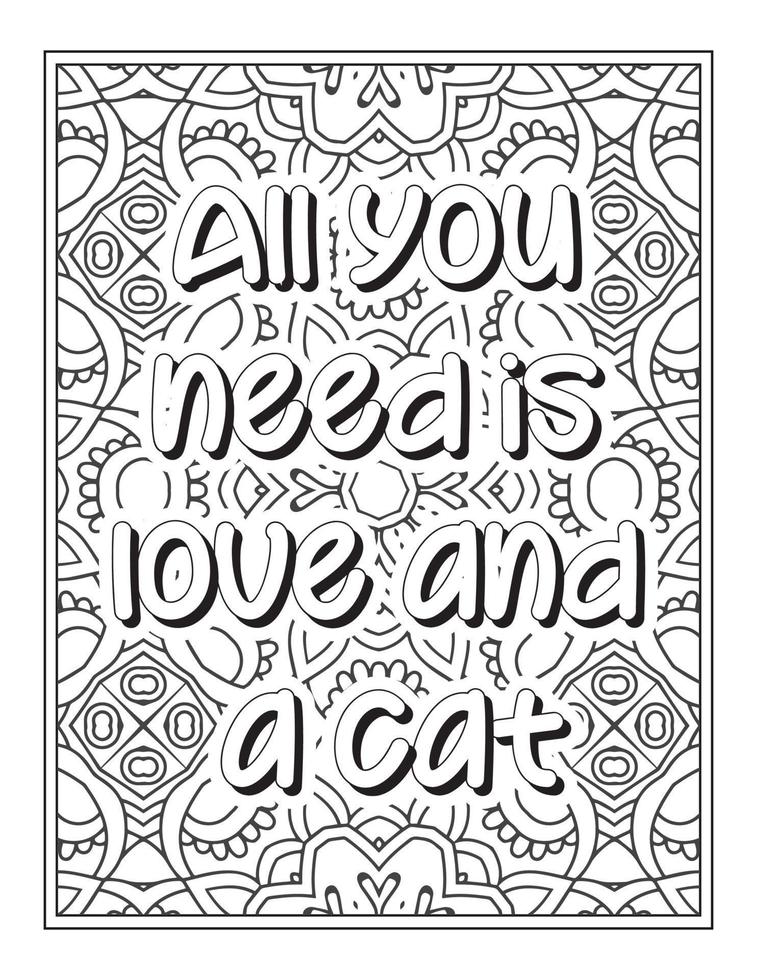 Cat Quotes coloring book vector