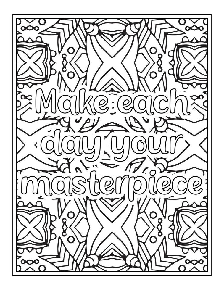 Motivational Quotes Coloring Book Pages vector