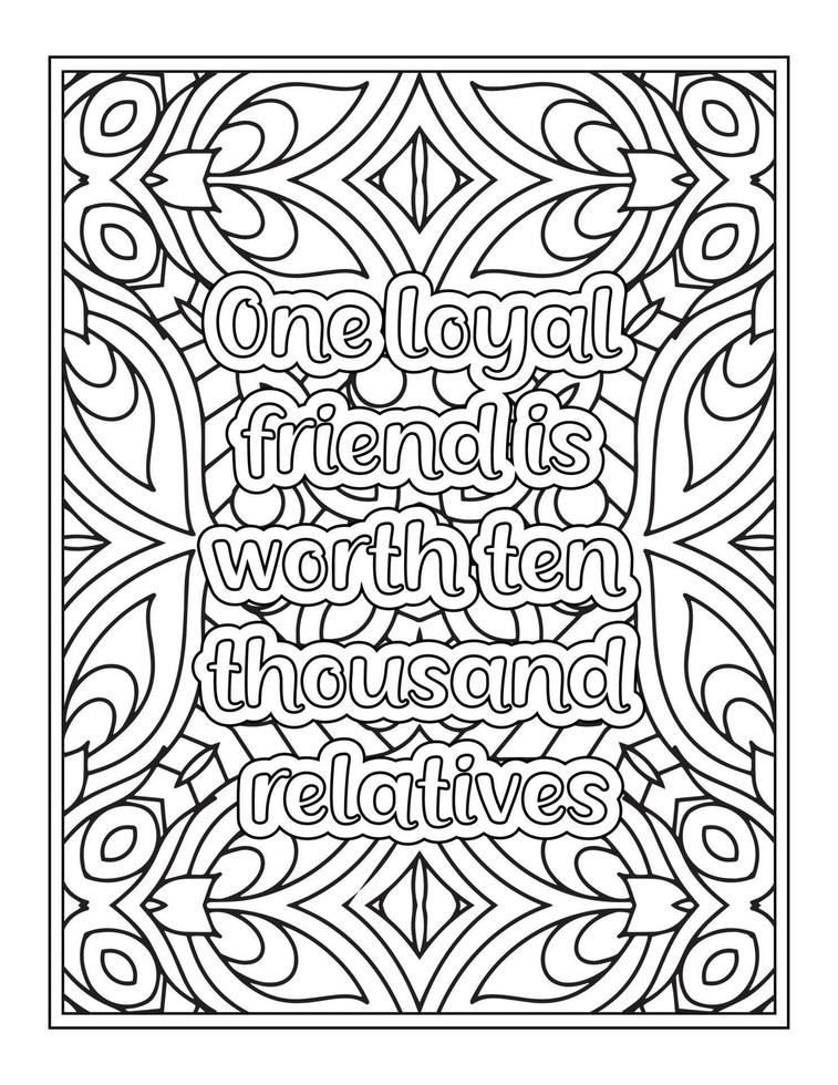 Best Friend Quotes Coloring Book, Quotes coloring Page vector