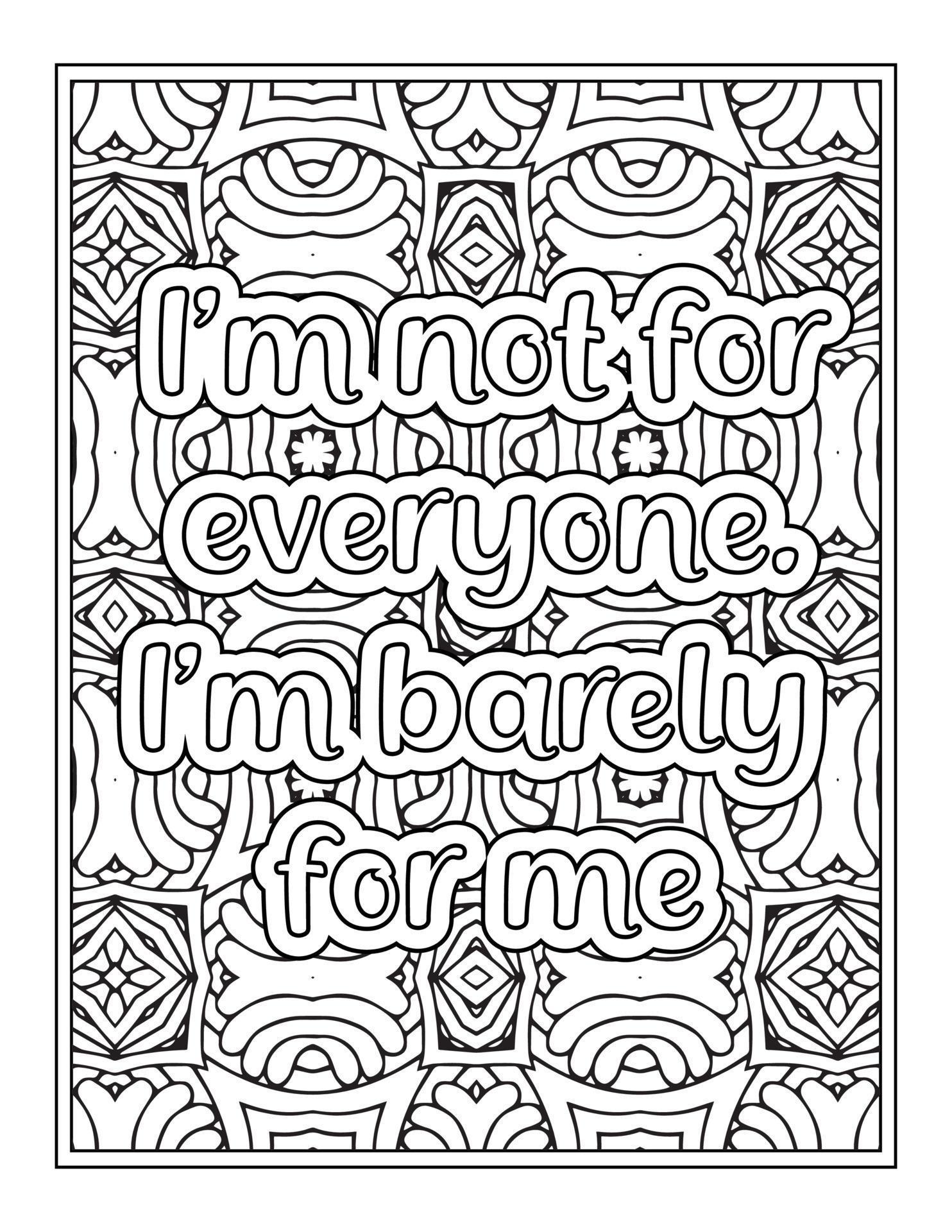 Funny Quotes Coloring Book Page - Funny Quotes Coloring Book Page For Adult Vector