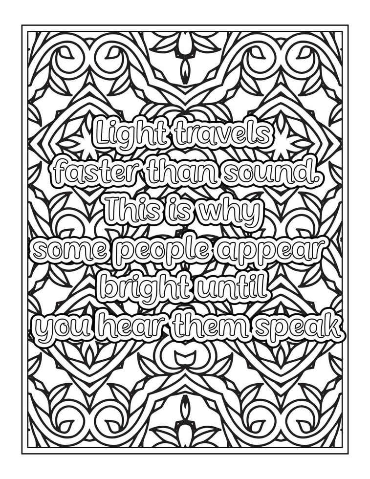 Funny Quotes Coloring Book Page for  Adult vector