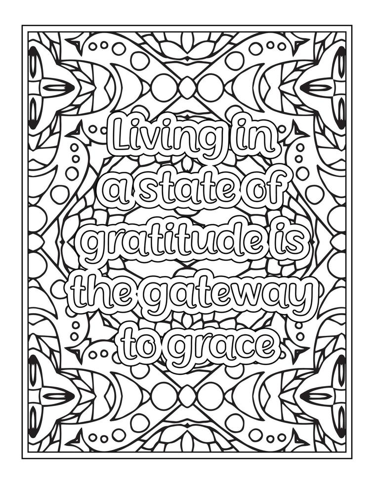 Gratitude Quotes coloring book for Adult vector