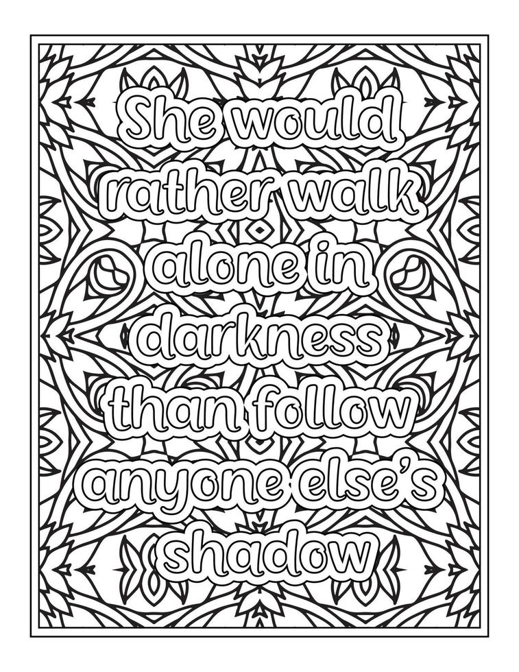 Strong Women Quotes coloring Page for Coloring Book vector