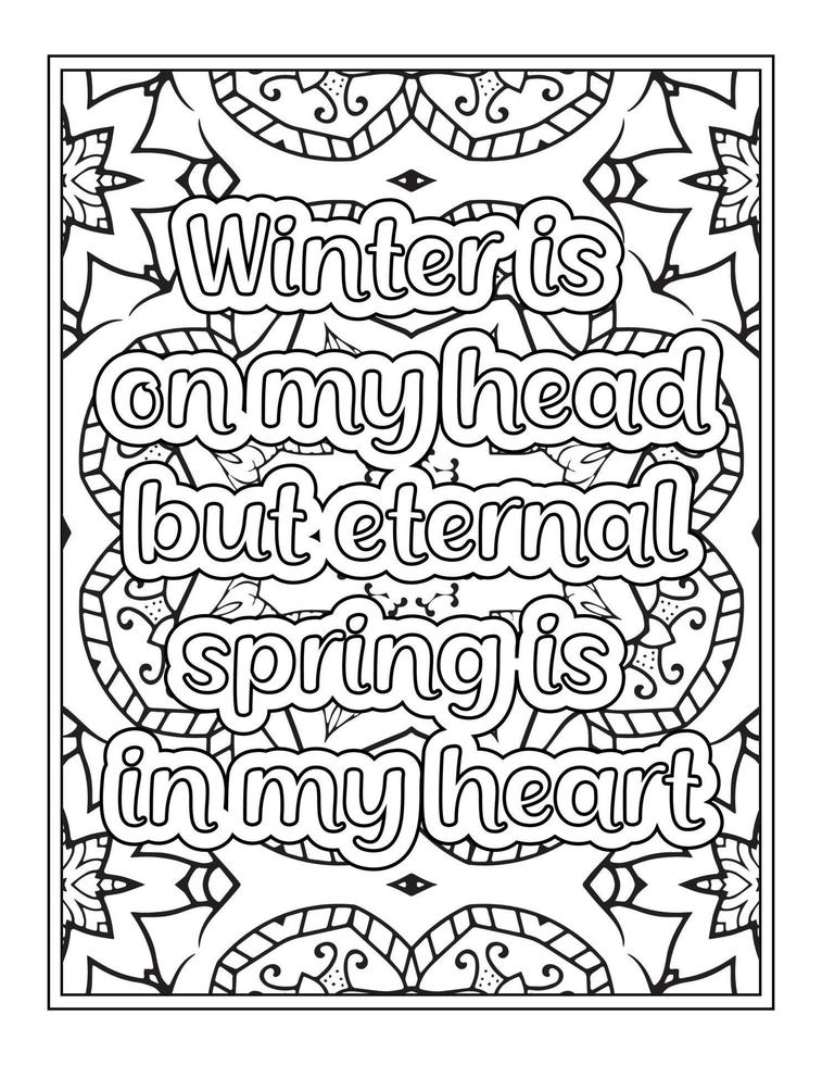 Winter Quotes coloring book vector