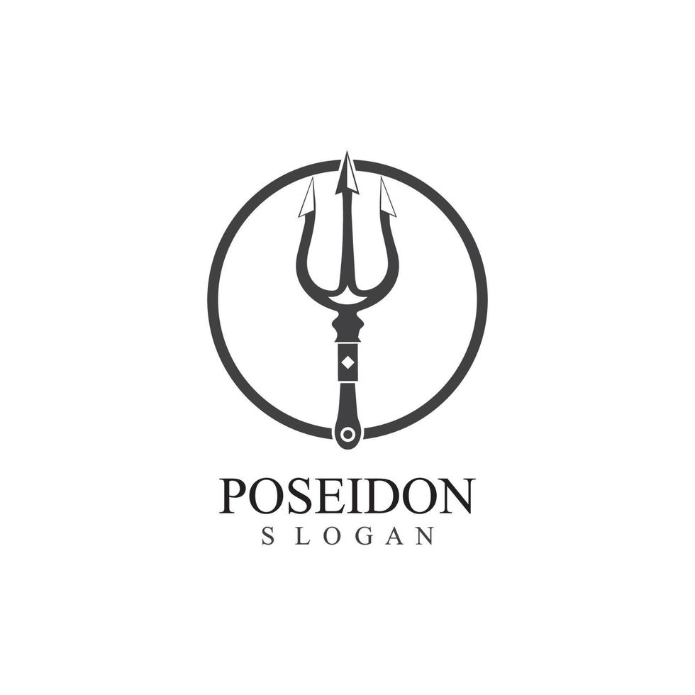Trident design vector and poseidon icon illustration template