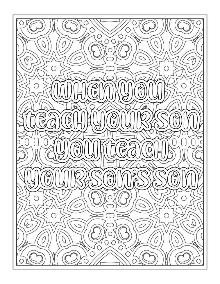 Fathers Day Quotes Coloring Book Page for  Adult vector