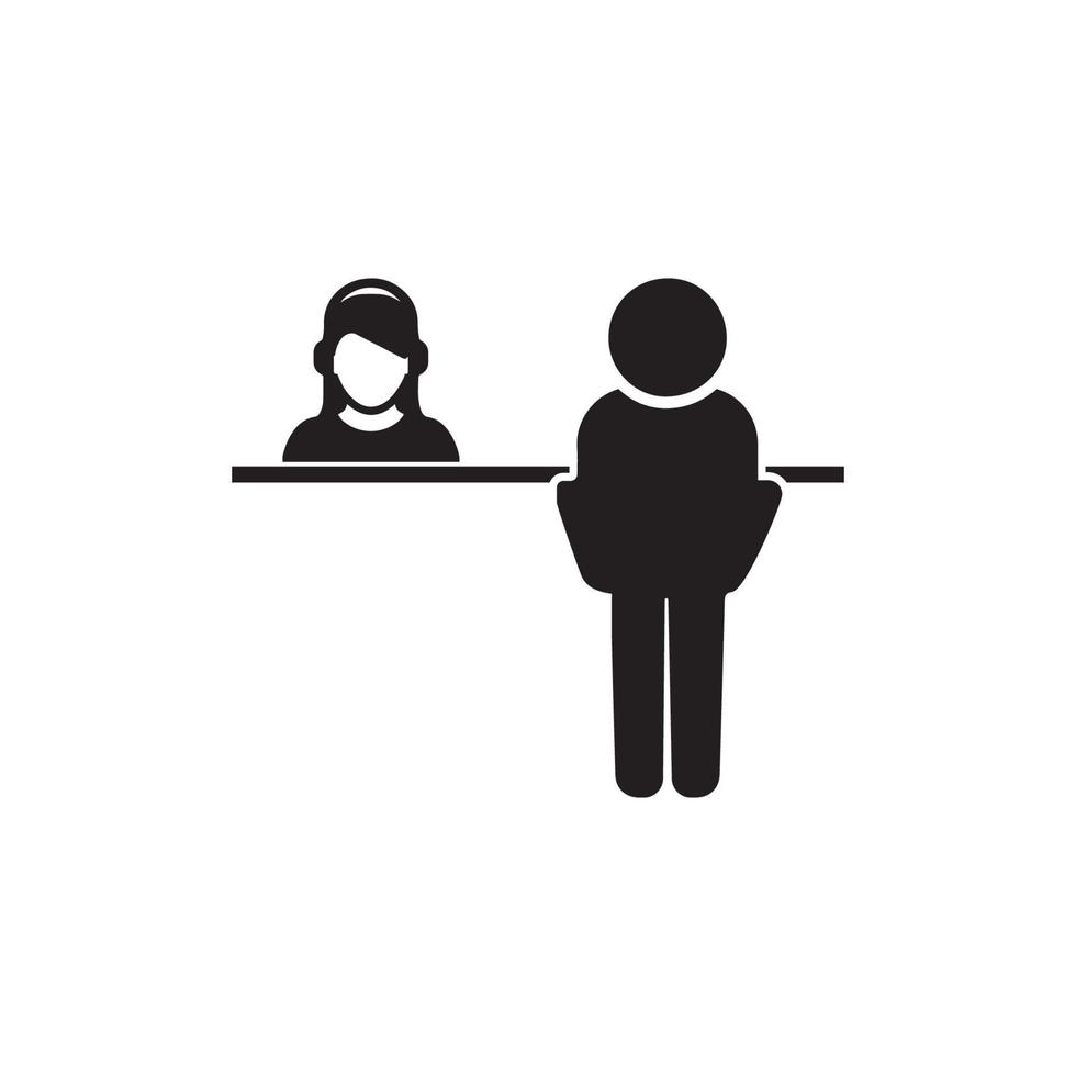 Registration desk vector , Customer service desk icon , Ticket  counter desk simple  illustration design