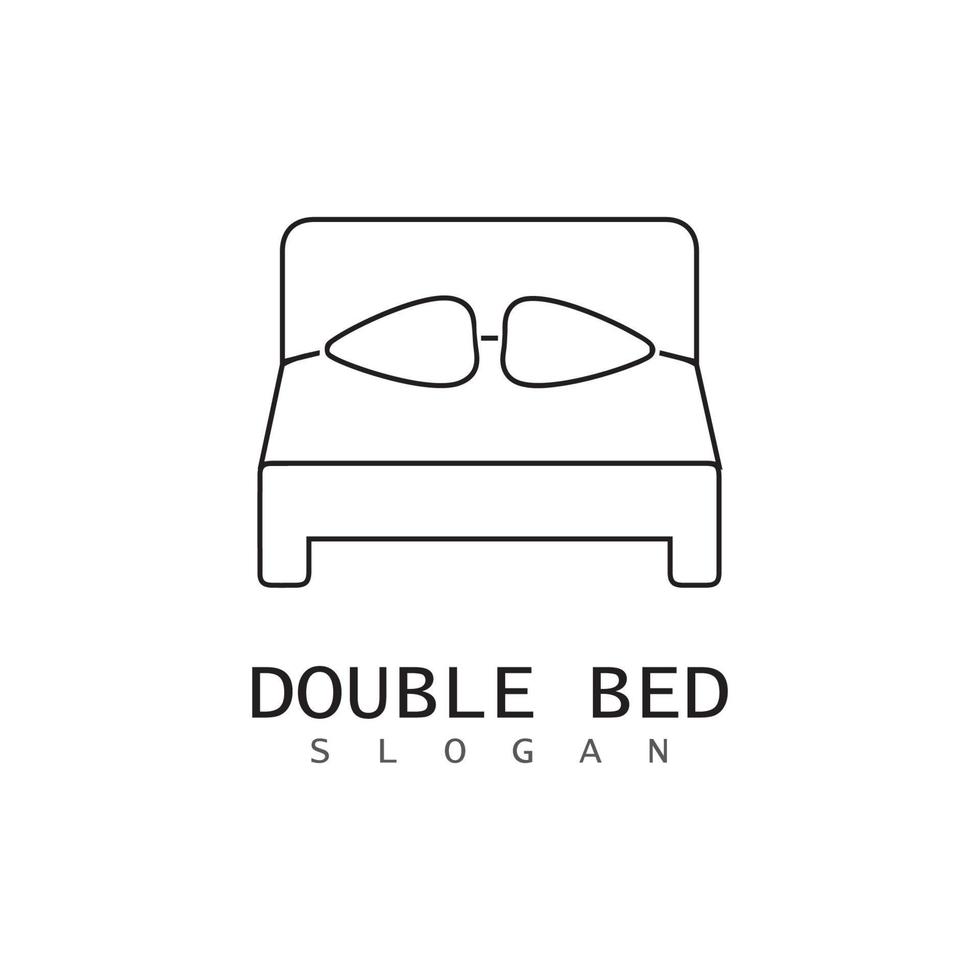 icono de cama, ilustración de vector de muebles, diseño plano.