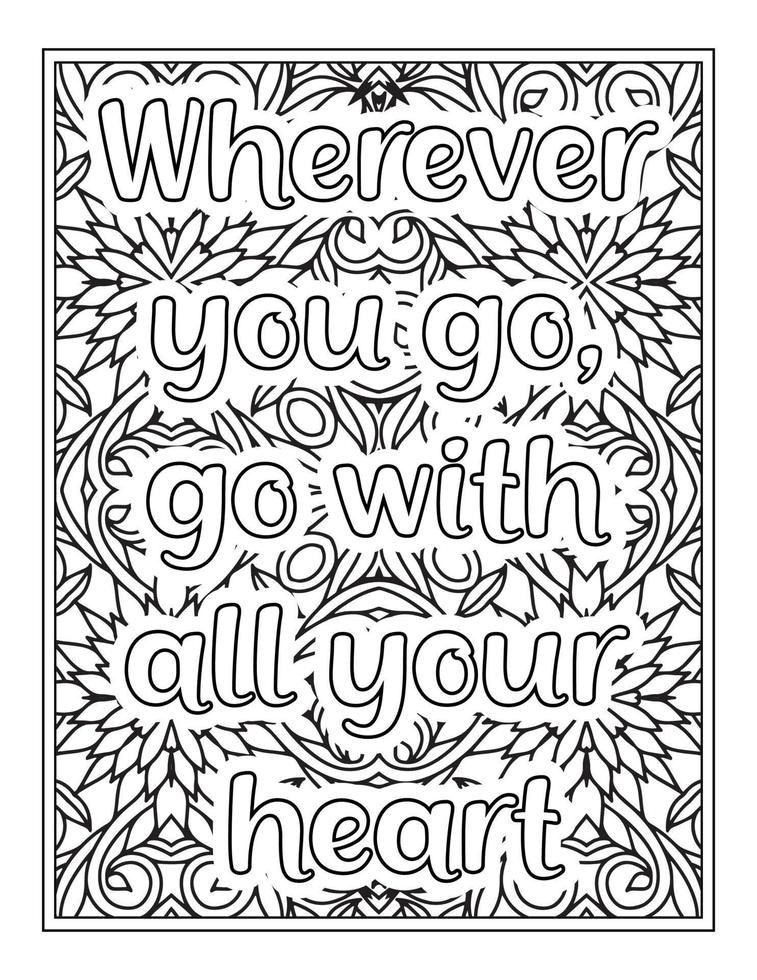 Motivational Quotes Coloring Book Pages vector