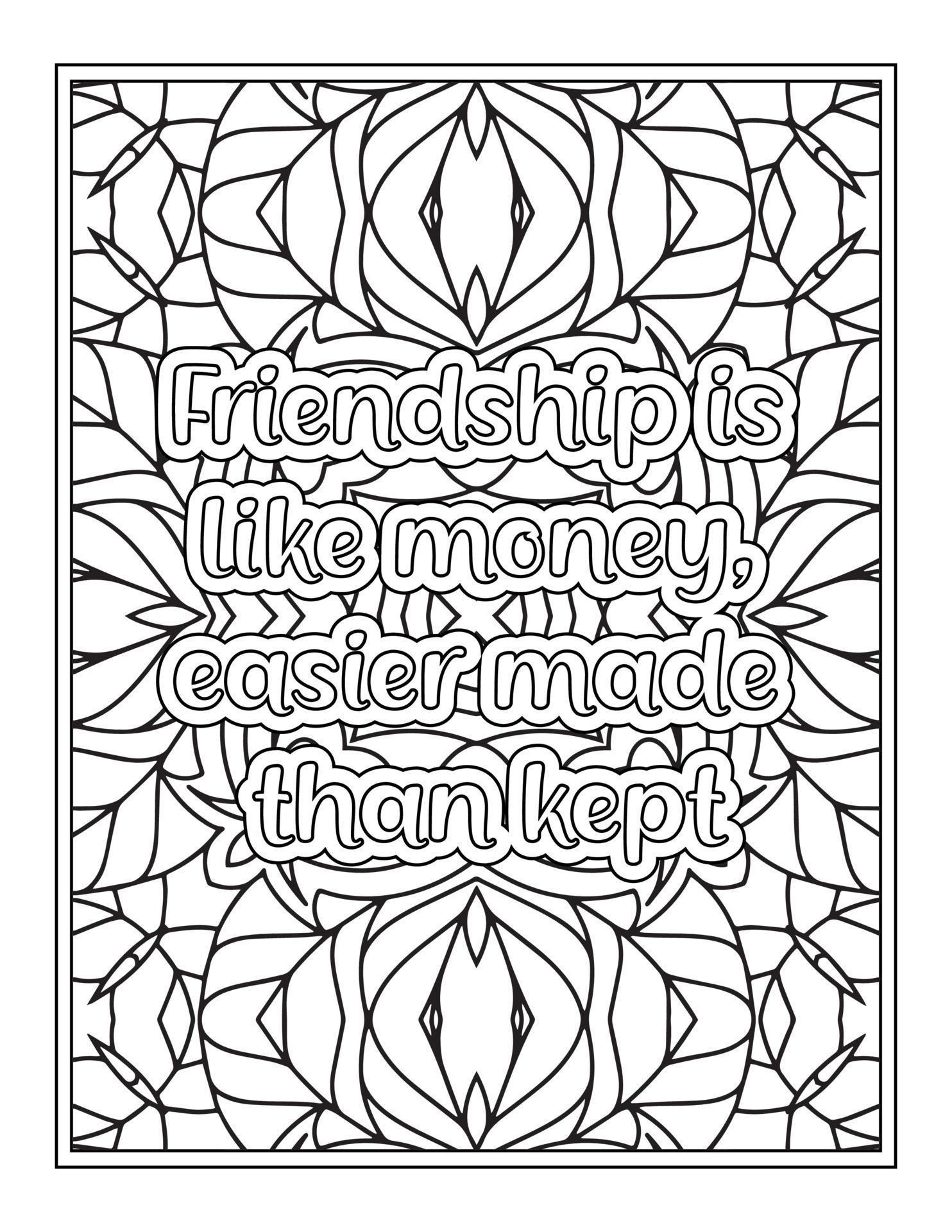 Best Friend Quotes Coloring Book, Quotes coloring Page 8865485 Vector