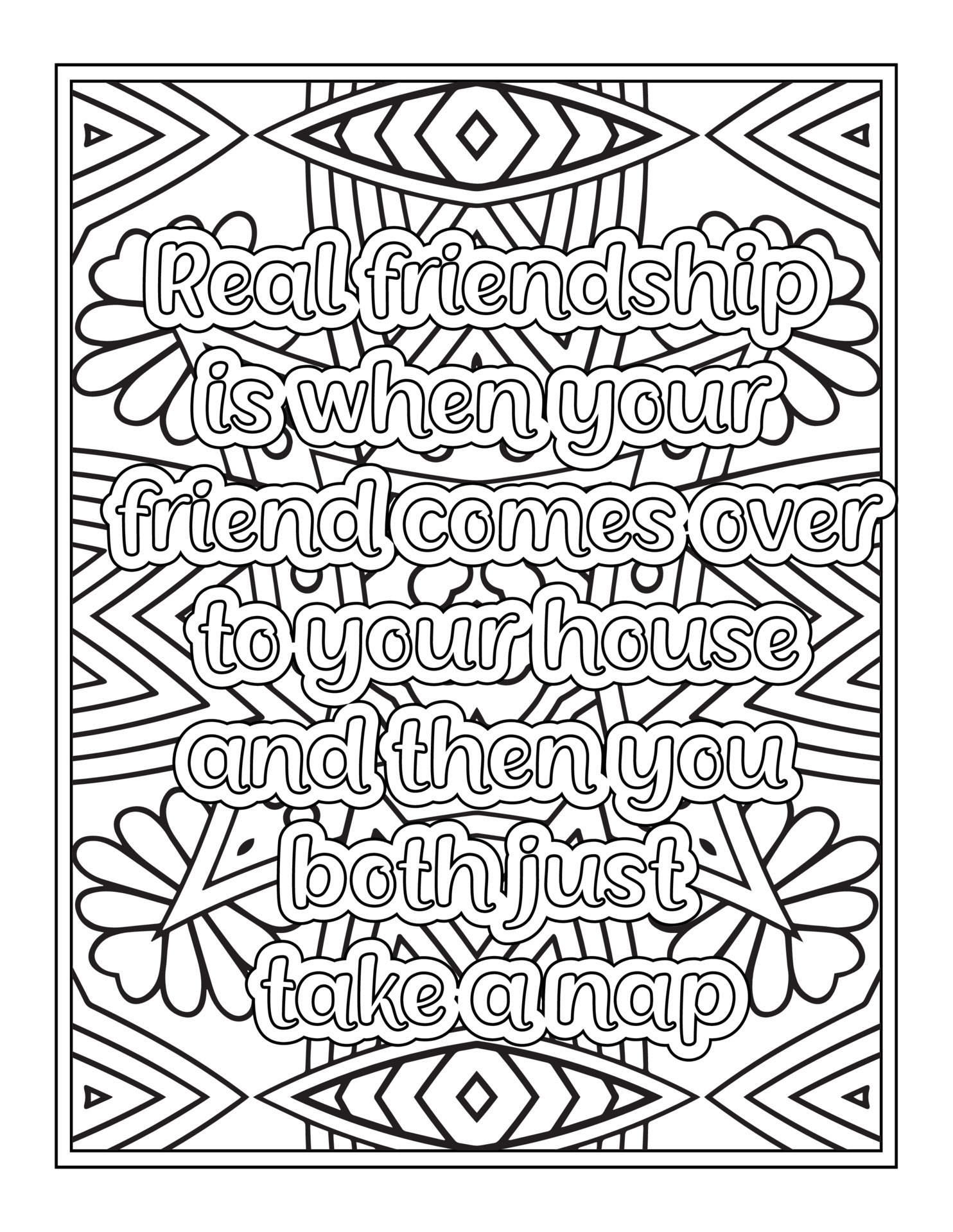 Best Friend Quotes Coloring Book, Quotes coloring Page 8865488 Vector Art  at Vecteezy