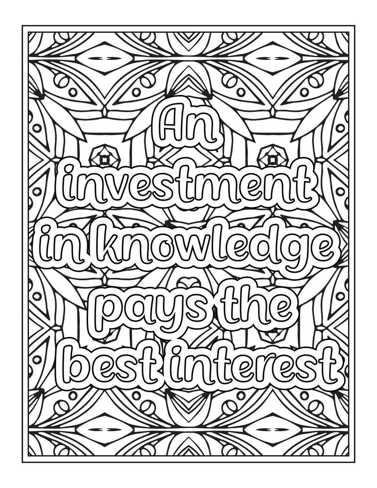 Teacher Quotes Coloring Page book vector