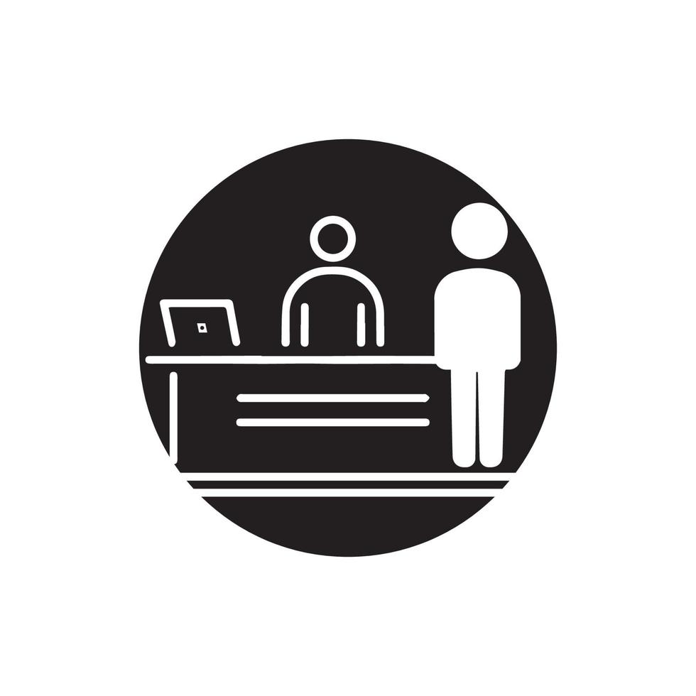 Registration desk vector , Customer service desk icon , Ticket  counter desk simple  illustration design