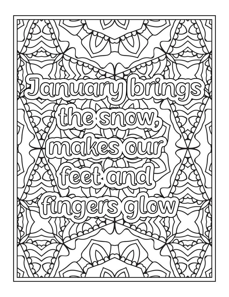 Winter Quotes coloring book vector