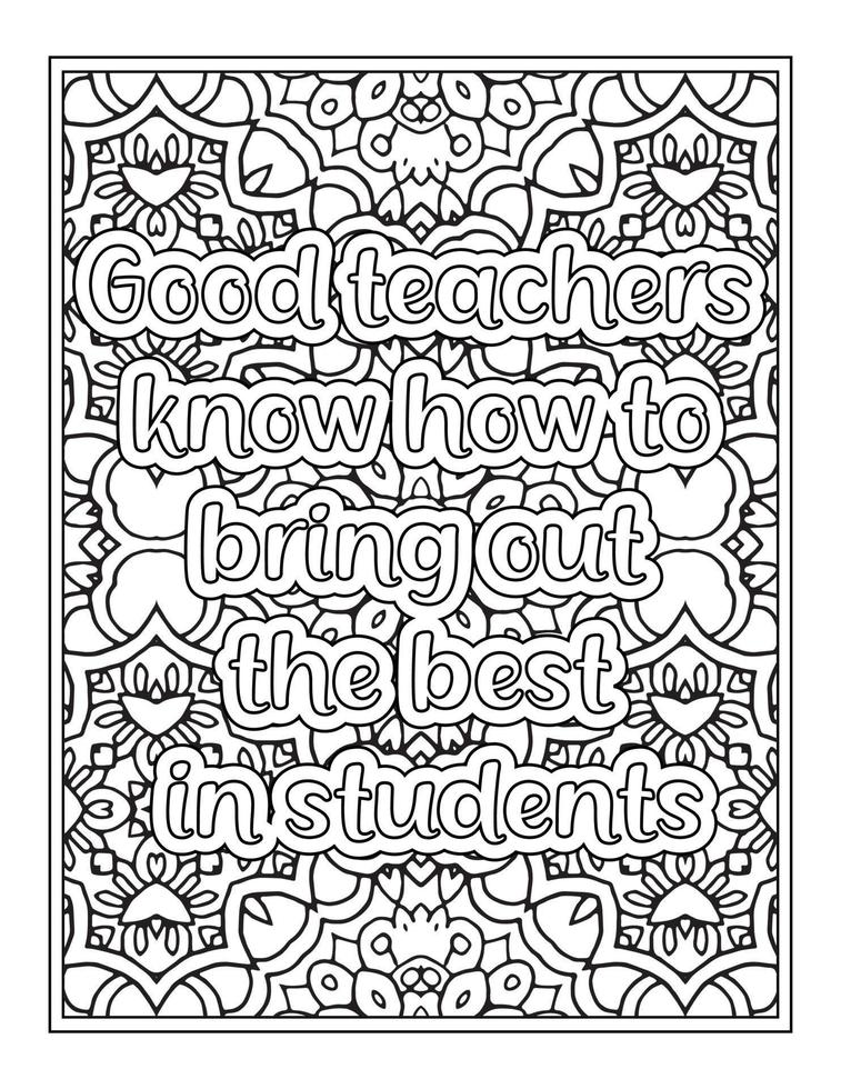 Teacher Quotes Coloring Page book vector