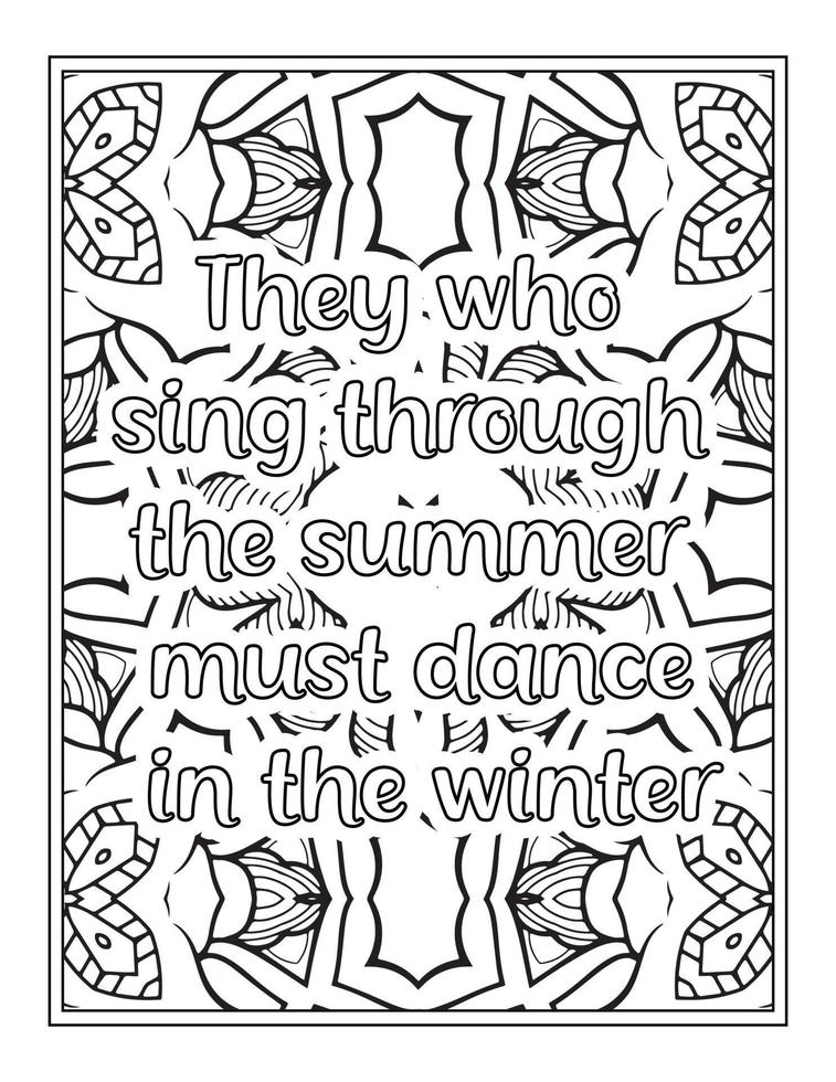 Winter Quotes coloring book vector