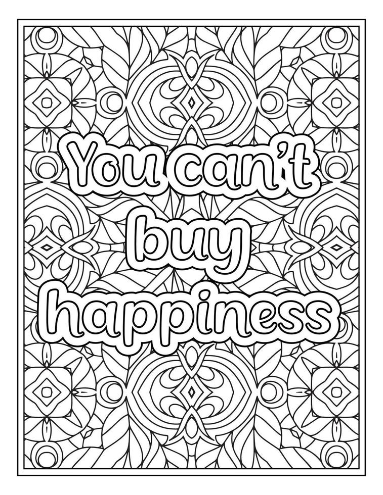 Mood Sawing Quotes Coloring Book Page for  Adult vector